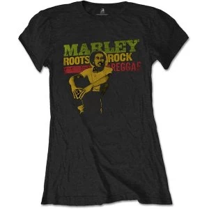 image of Bob Marley - Roots, Rock, Reggae Ladies Large T-Shirt - Black