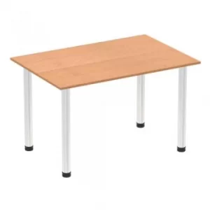 Image of Impulse 1200mm Straight Table Oak Top Chrome Post Leg I003585