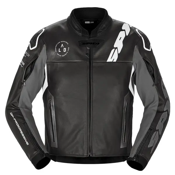 Image of Spidi Dp Progressive Leather Jacket Black White Size 52