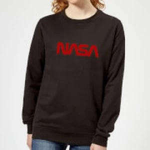 Image of NASA Worm Red Logotype Womens Sweatshirt - Black - XXL