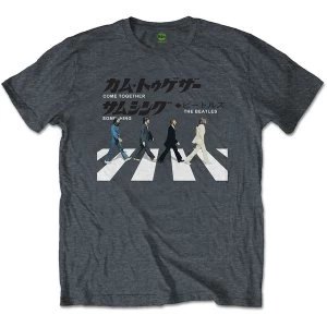 image of The Beatles - Abbey Road Japanese Unisex Large T-Shirt - Grey