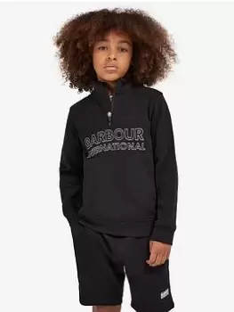 Image of Barbour International Boys Trick Half Zip / Short Set - Black, Size Age: 12-13 Years
