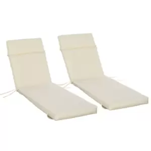 image of Outsunny Set of 2 Sun Lounger Cushion - 196 x 55cm - Off-white