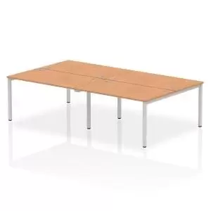 image of Impulse Bench B2B 4 Person 1400 Silver Frame Office Bench Desk Oak