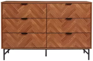 Image of Lloyd Pascal Dark Chevron 6 Drawer Chest - Dark Wood