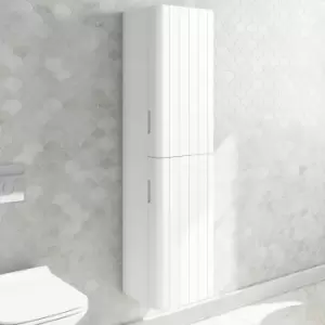 Image of White Wall Mounted Tall Bathroom Cabinet 350mm - Empire