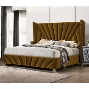 Image of The Premiere Bed Super King Plush Velvet Mustard