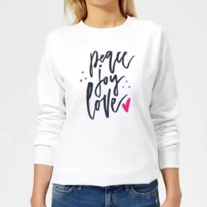 image of Peace Joy Love Womens Christmas Jumper - White - L