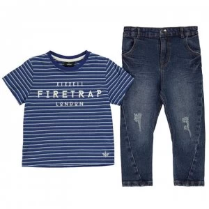 Image of Firetrap 2 Piece Jeans Set Infant Boys - Mid Wash