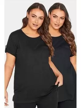Image of Yours Pocket T-Shirt 2 Pack - Black, Size 18, Women