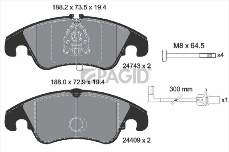 Image of Brake pad set PAGID T1748N
