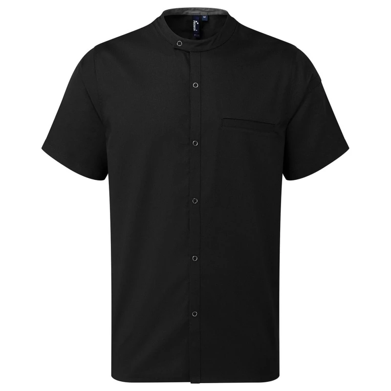Image of Premier Premier Men Recyclight Short-Sleeved Chef Shirt in Black Size: X-Small Black XS Male 5063425960392