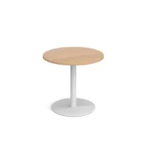 image of Monza circular dining table with flat round white base 800mm - beech