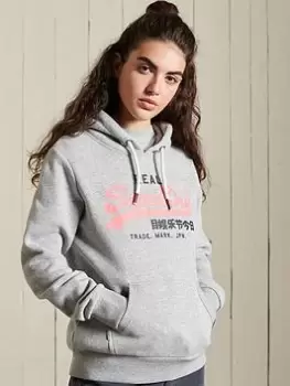 Image of Superdry Vintage Logo Hoody - Grey, Size 10, Women