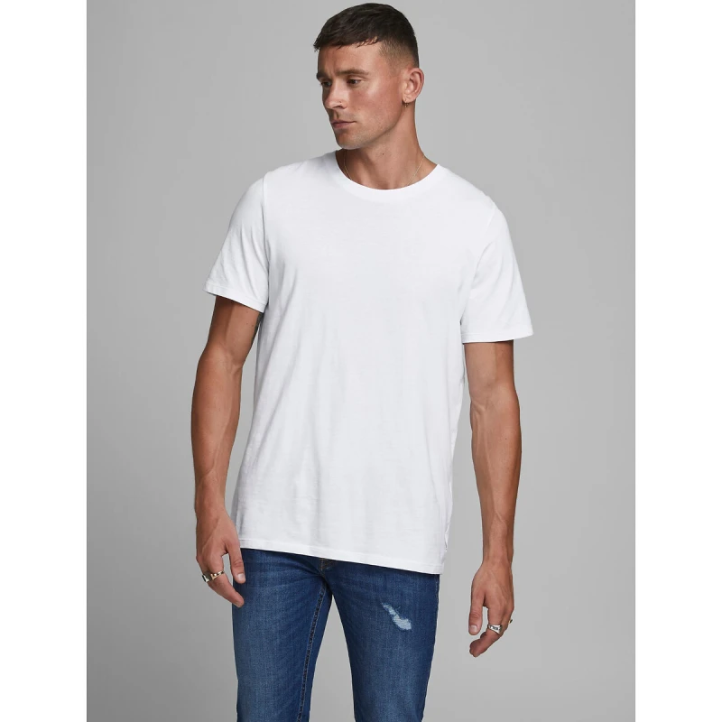 Image of jack & jones Organic Cotton T-Shirt with Crew Neck White Organic Cotton L