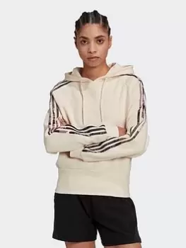 Image of adidas Allover Print Hoodie, Cream Size XL Women