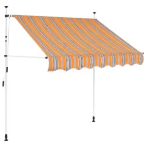 Image of VidaXL Manual Retractable Awning 200cm Yellow and Blue Stripes