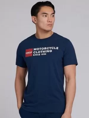 Image of Barbour International Small Block Logo T-Shirt, Navy, Size 2XL, Men