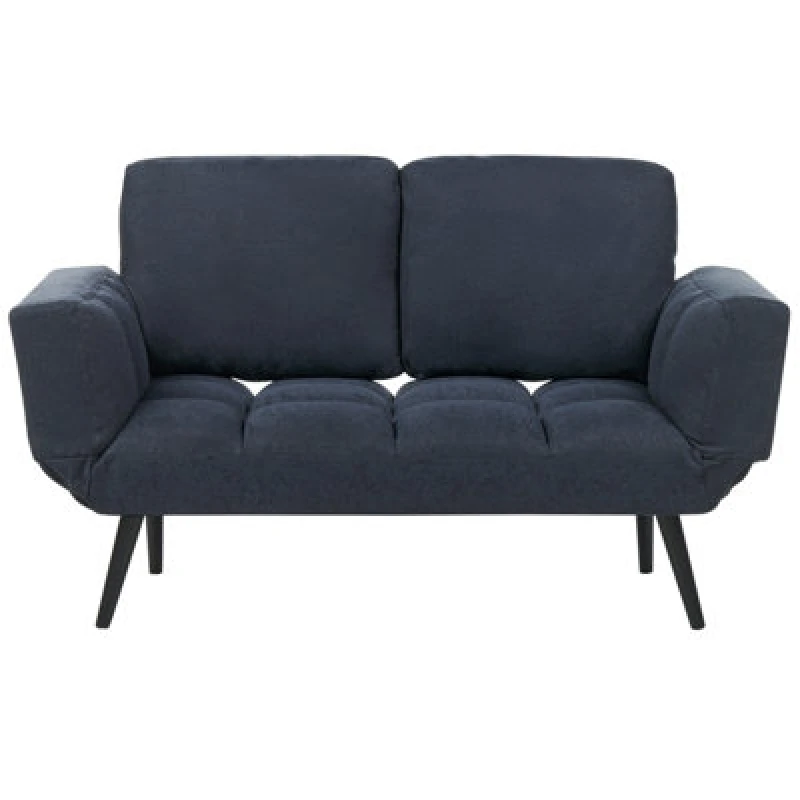 Image of Beliani Sofa Bed 2 Seater Brekke Fabric Dark Blue