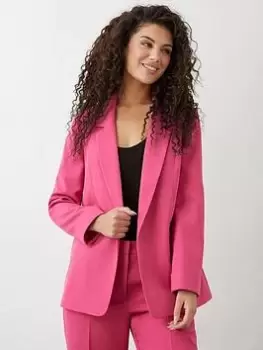 Image of Dorothy Perkins Turnback Cuff Blazer - Fuchsia, Pink, Size 10, Women