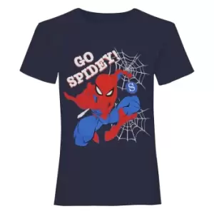 Image of Spider-Man Girls Go Spidey T-Shirt (12-13 Years) (Navy/Red/Blue)