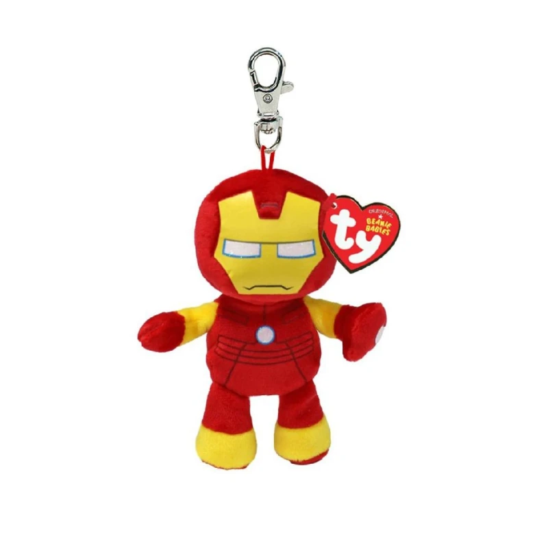 Image of Ty Key Clip Marvel Iron Man Soft Plush Keychain Multi