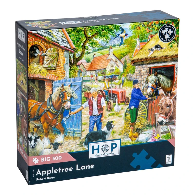 Image of The House Of Puzzles Appletree Lane BIG 500 Piece Jigsaw Puzzle Multicolor Unisex 500 Piece
