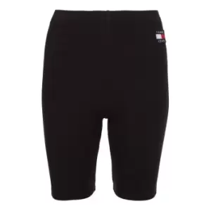 image of Tommy Jeans Ribbed Badge Cycling Shorts - Black