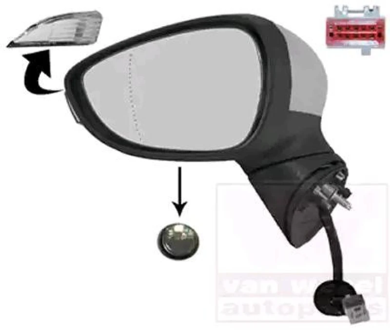 Image of VAN WEZEL 1808827 Wing mirror * HAGUS * Left, Heatable, primed Outside Mirror (50)