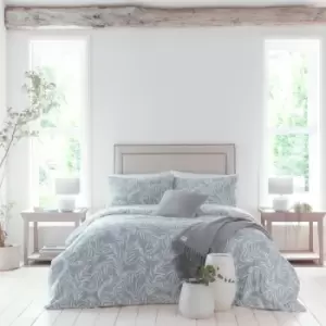Image of Drift Home Joelle Botanical Print Sustainable Eco-Friendly Reversible Duvet Cover Set, Blue, Single