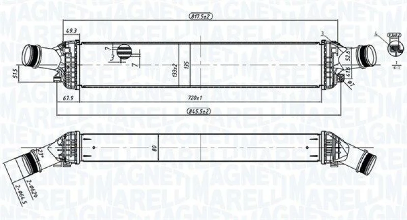 Image of MAGNETI MARELLI Intercooler MAGNETI MARELLI 351319204430