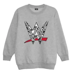 image of WWE Boys Camo Logo Heather Sweatshirt (5-6 Years) (Heather Grey)