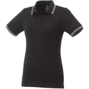 Image of Elevate Womens/Ladies Fairfield Polo With Tipping (XS) (Black/Grey Melange/White)