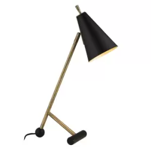 Image of Antique Brass & Matt Black Task Lamp - Modern Adjustable Table Desk Light