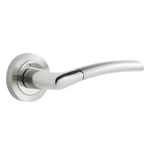 image of Augusta Dual-Tone Aluminium Lever On Rose Door Handle - 1 Pair