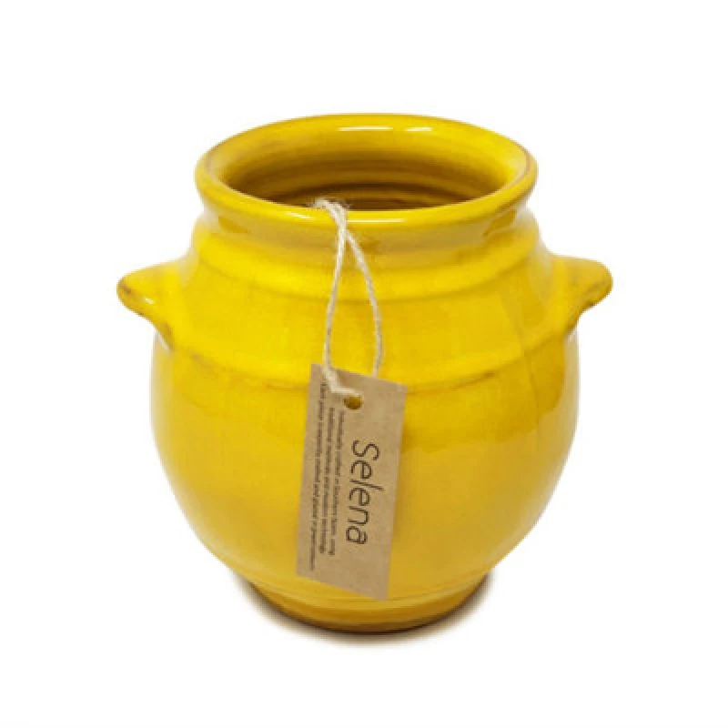 Image of Verano Spanish Ceramics Selena Glazed Hand Dipped Kitchen Dining Utensil Jar Yellow (H) 16Cm X (D) 16.5Cm