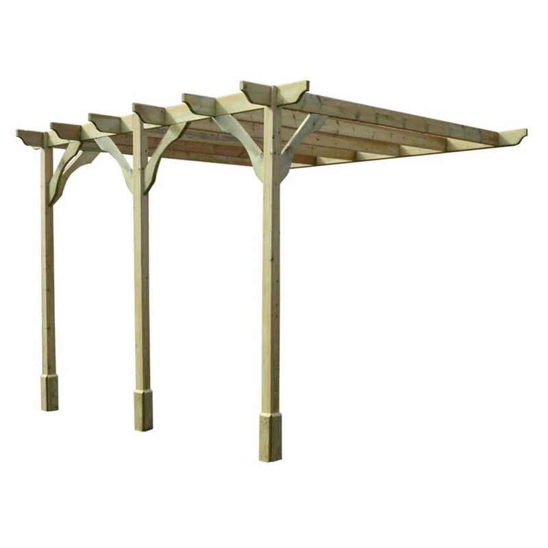 Image of Rutland County Garden Furniture Ltd Wall Mounted Premium Pergola 3 Posts, L180 x W600 x H270 cm, Brown in Green Green Unisex