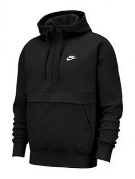 Image of Nike Club 1/2 Zip Hoodie - Black