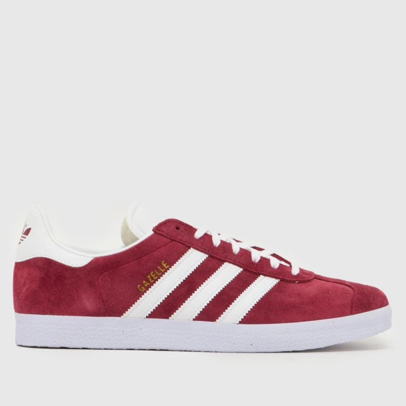 Image of adidas Originals Gazelle Trainers - Burgundy/Ftwr White/Gold Met., Size 7, Men Burgundy/Ftwr White/Gold Met. MJ734 Male 7