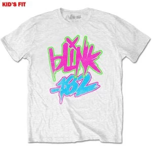 Image of Blink-182 - Neon Logo Kids 11 - 12 Years T-Shirt - White