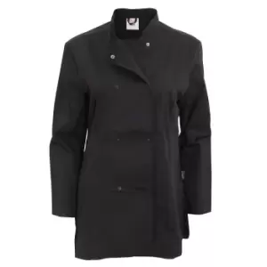 Image of Dennys Womens/Ladies Long Sleeve Fitted Chef Jacket (S) (Black)