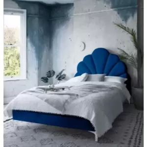 Image of Hendo Upholstered Beds - Plush Velvet, King Size Frame, Blue - Blue