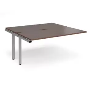 Image of Bench Desk Add On Rectangular Desk 1600mm With Sliding Tops Walnut Tops With Silver Frames 1600mm Depth Adapt
