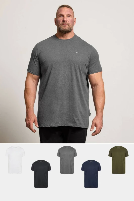 Image of BadRhino Mens 5 Pack Extra Long T-Shirts in Light Khaki Size: 2XL Light Khaki Male 2XL