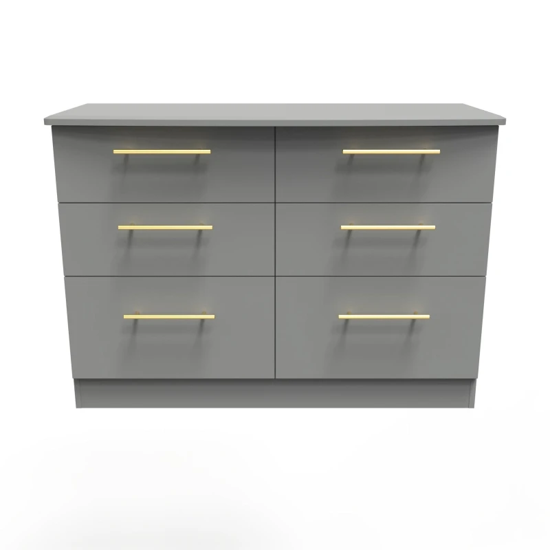 Image of Helmsley 6 Drawer Wide Chest In Dusk Grey (Ready Assembled)
