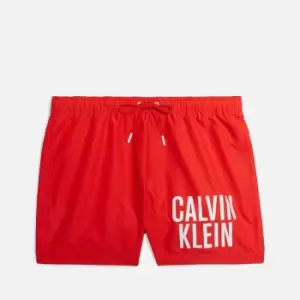 image of Calvin Klein Swimwear Mens Medium Drawstring Swimming Shorts - Cajun Red - S