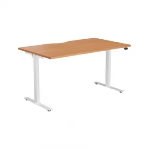 image of 1200MM Height Adjustable Desk (Cut Out) White/Beech