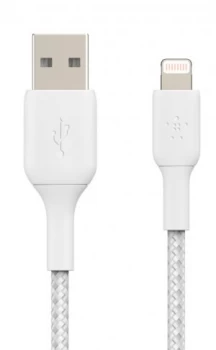 Image of Belkin Braided USB-A to Lightning 6" Cable - White