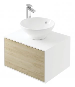 Image of Wickes Eli White Matt and Oak Wall Hung Wall Unit - 600 mm