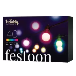 image of Twinkly Festoon Lights 40 RBG G45 Bulbs 05M Space 20M Total Length Bt+WiFi Gen Ii Ip44